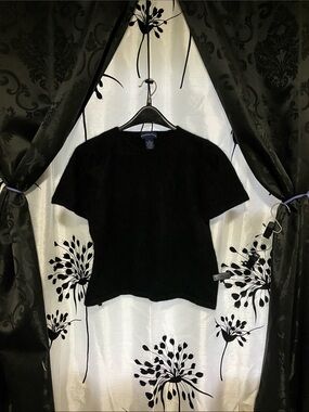 Cynthia Rowley Black Short-Sleeve Crewneck Top